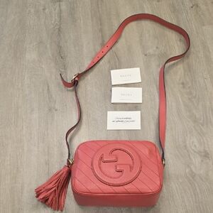 Gucci Coral Leather Crossbody Bag with Tassel